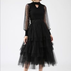 Chicwish black tulle skirt, size XL.